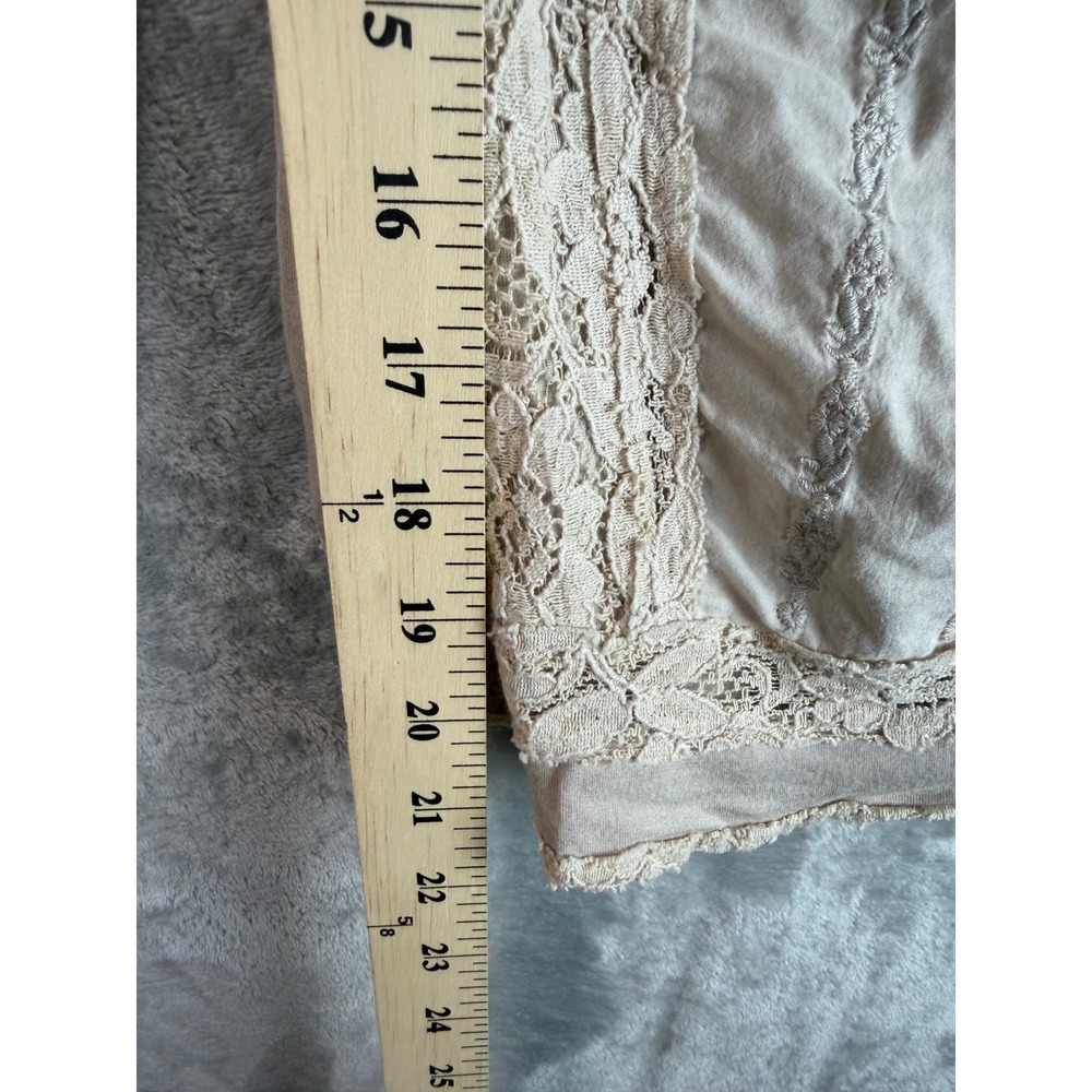 CABLE & GAUGE Blouse Womens M Beige Lace Cotton Viscose Boho Peasant Top - Picture 7 of 10